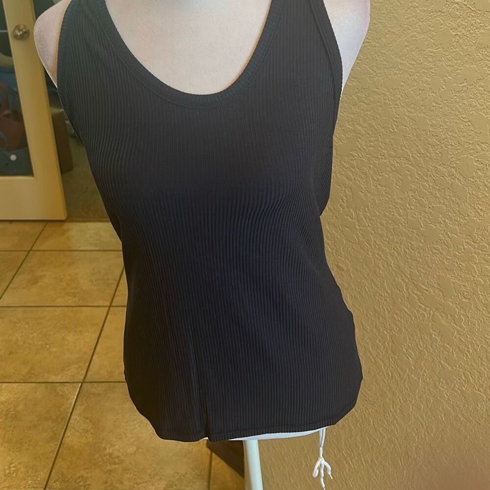 GSTQ Racerback Tank Top Midnight Navy Blue Ribbed Athleisure Basic Size M NWT